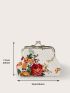 Kiss Lock Floral Graphic Coin Purse