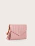 Crocodile Embossed Tassel Decor Small Wallet