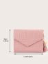 Crocodile Embossed Tassel Decor Small Wallet