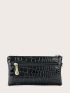 Croc Embossed Purse With Wristlet