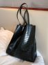 Croc Embossed Shoulder Tote Bag