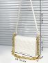 Quilted Embossed Chain Square Bag