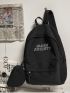 Letter Graphic Backpack With Pencil Case