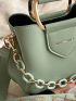 Mini Letter Graphic Chain Decor Bucket Bag