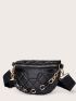 Mini Chain Decor Quilted Fanny Pack