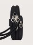 Mini Metal Heart Decor Crossbody Bag