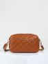Mini Metal Letter Decor Quilted Crossbody Bag