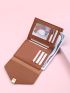 Metallic Decor Flap Small Wallet