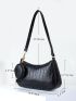 Croc Embossed Baguette Bag With Purse