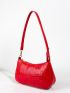 Minimalist Croc Embossed Shoulder Bag