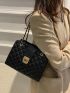 Quilted Pattern Chain Square Bag