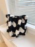 Heart Graphic Fluffy Shoulder Tote Bag