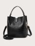 Mini Crocodile Embossed Top Handle Bucket Bag Croc Embossed Bucket Bag, Artificial Leather Shoulder Bag Women's Trendy Crossbody Bag, Mothers Day Gift For Mom