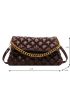 Quilted Chain Flap Satchel Bag