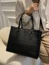Crocodile Embossed Top Handle Bag