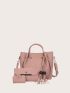 3pcs Tassel Decor Top Handle Bag Set