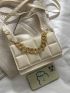 Mini Geo Embossed Chain Square Bag