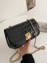 Crocodile Embossed Flap Chain Square Bag