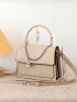 Letter Graphic Flap Satchel Bag