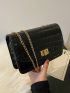 Mini Crocodile Embossed Flap Chain Square Bag