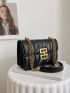 Quilted Metal Decor Flap Chain Square Bag