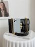 Quilted Metal Decor Flap Chain Square Bag