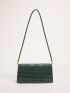 Crocodile Embossed Flap Baguette Bag