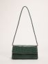 Crocodile Embossed Flap Baguette Bag