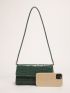 Crocodile Embossed Flap Baguette Bag