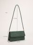 Crocodile Embossed Flap Baguette Bag