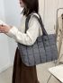 Quilted Pattern Shoulder Tote Bag