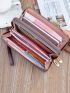 Letter Graphic Metal Decor Long Wallet