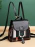 Mini Colorblock Plaid Graphic Flap Backpack
