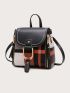Mini Colorblock Plaid Graphic Flap Backpack