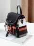 Mini Colorblock Plaid Graphic Flap Backpack