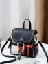 Mini Colorblock Plaid Graphic Flap Backpack