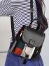 Mini Colorblock Plaid Graphic Flap Backpack