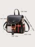 Mini Colorblock Plaid Graphic Flap Backpack