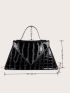 Crocodile Embossed Flap Chain Satchel Bag