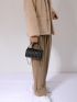 Mini Litchi Embossed Studded Decor Bucket Bag