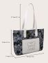 Floral Cartoon Graphic Shoulder Tote Bag