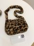 Leopard Graphic Fluffy Baguette Bag