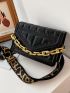 Chain Decor Textured Flap Square Bag