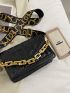 Chain Decor Textured Flap Square Bag