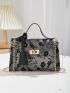 Mini Floral Embroidered Twist Lock Chain Bag