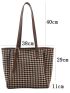 Houndstooth Knot Detail Shoulder Tote Bag
