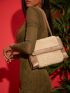 Faux Fur Patchwork Design Chain Shoulder Bag