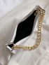 Minimalist Textured Chain Baguette Bag