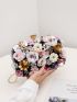 Mini Flower & Bead Decor Top Handle Chain Box Bag