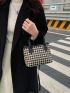 Mini Houndstooth Pattern Top Handle Bag
